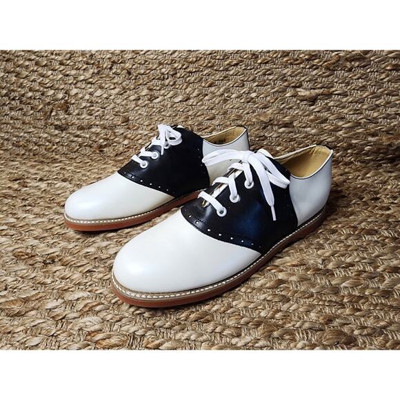 Kesco Classic White Black Lace-up Saddle Oxford Uniform Shoes Size 11.5 New! - Picture 5 of 11